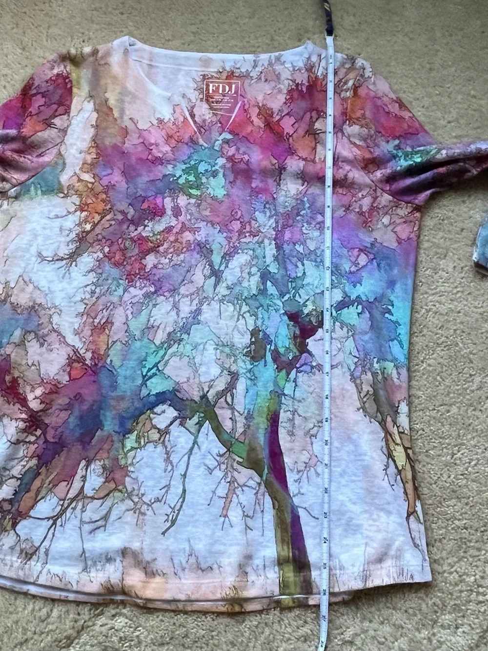 FDJ Women’s Multicolor Pullover Blouse w/ Elbow Length Sleeves - Size M - EUC
